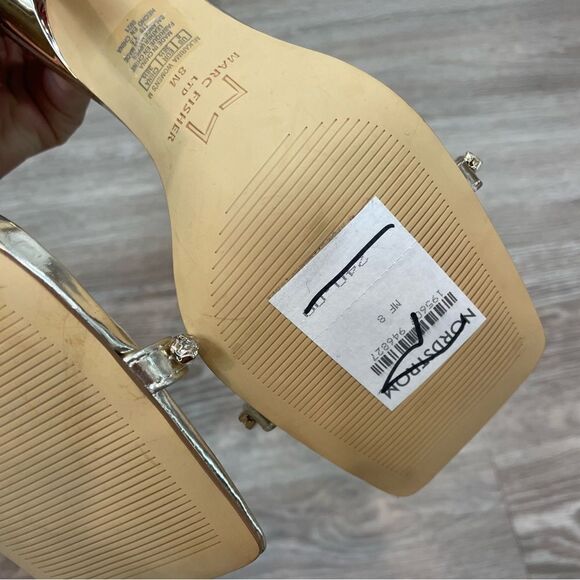 KARIMA HEELED SANDALS MARC FISHER Golden Tone Rhinestone Straps Sandals - Picture 6 of 11